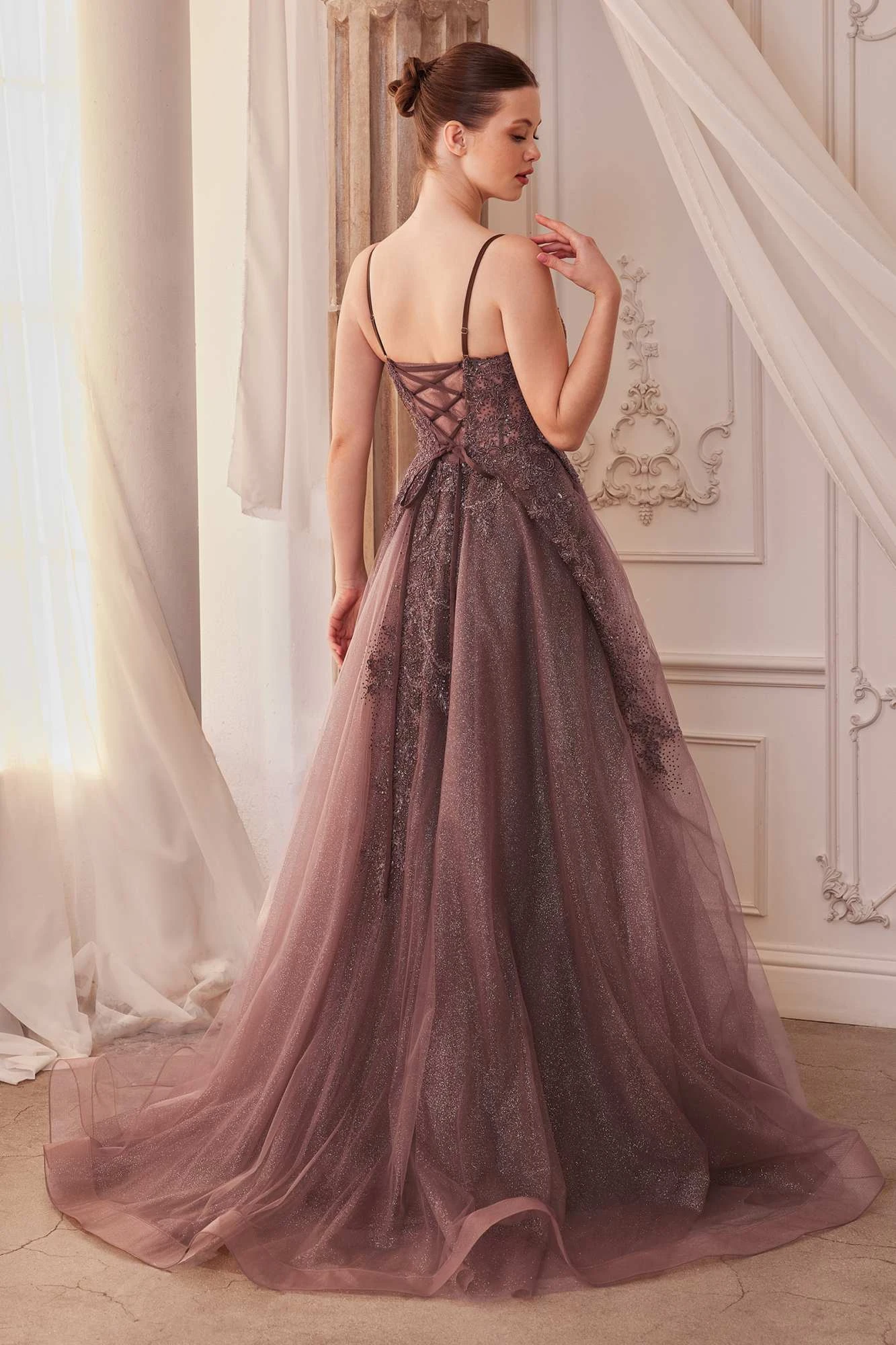 Andrea & Leo A1261 Long Lace Embellished A-Line Layered Tulle Gown(Andrea Leo A1261 Long Lace Embellished A Line Layered Tulle Gown) 5 Andrea & Leo A1261 Long Lace Embellished A-Line Layered Tulle Gown(Andrea Leo A1261 Long Lace Embellished A Line Layered Tulle Gown) - Image 5