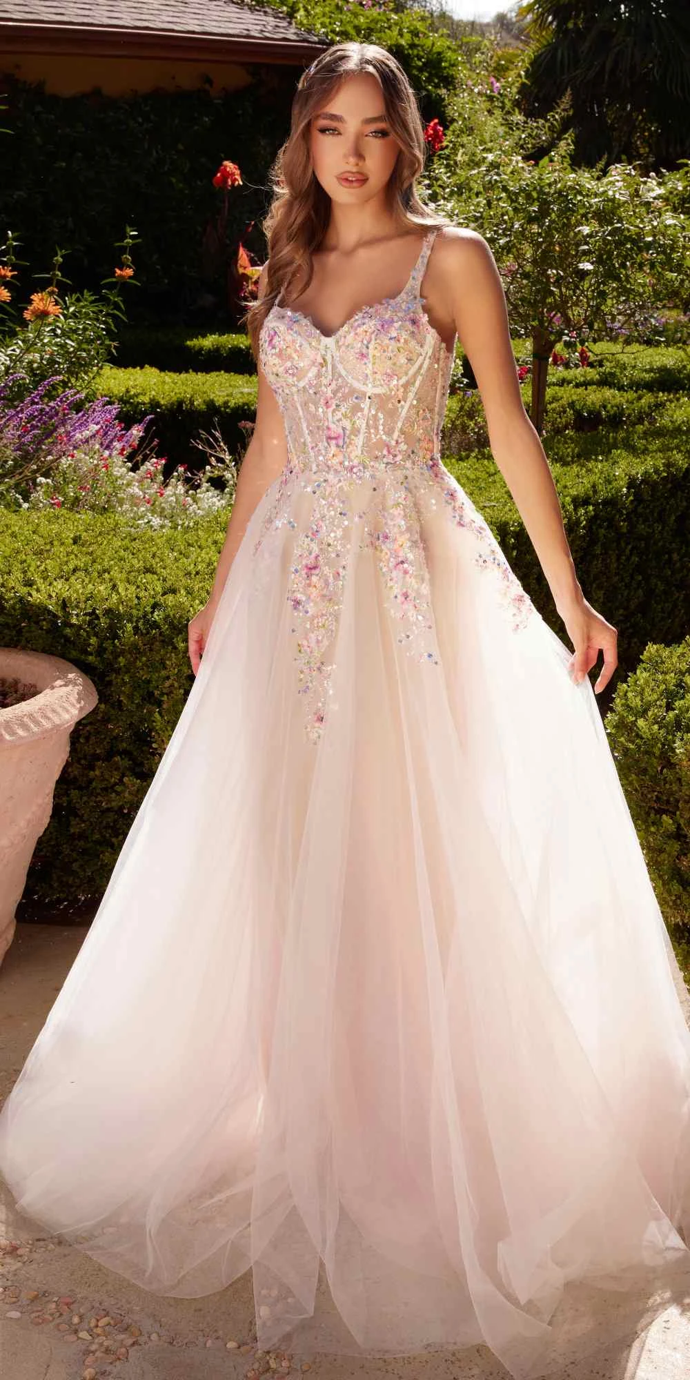 Andrea & Leo A1288 Long A-Line Dress Multicolored Floral Embellishments(Andrea Leo A1288 Long A Line Dress Multicolored Floral Embellishments) 1 Andrea & Leo A1288 Long A-Line Dress Multicolored Floral Embellishments(Andrea Leo A1288 Long A Line Dress Multicolored Floral Embellishments)