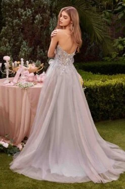 Andrea & Leo A1303 Long Strapless A-Line Glitter Tulle Gown(Andrea Leo A1303 Long Strapless A Line Glitter Tulle Gown) -Discount Dress Shops A1303 hazeblue 2