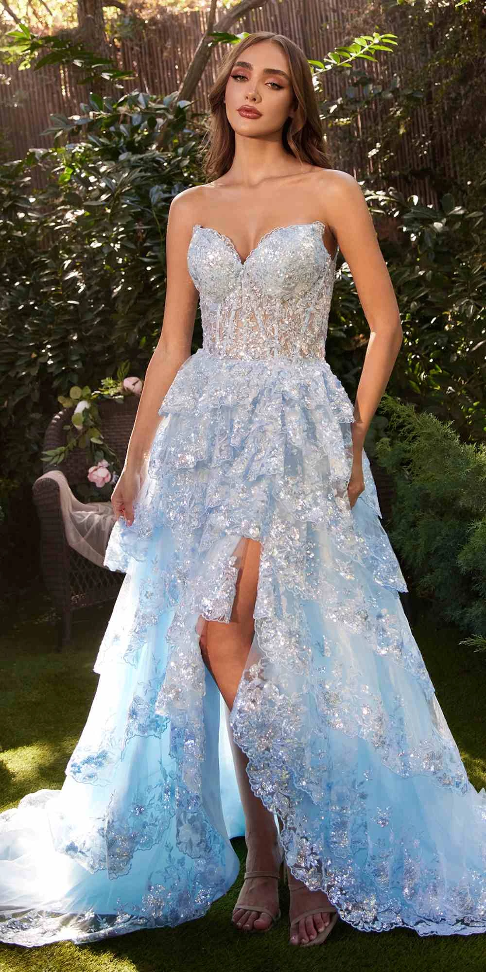 Andrea & Leo A1305 Long Strapless Tiered Ruffled A-Line Dress(Andrea Leo A1305 Long Strapless Tiered Ruffled A Line Dress) 2 Andrea & Leo A1305 Long Strapless Tiered Ruffled A-Line Dress(Andrea Leo A1305 Long Strapless Tiered Ruffled A Line Dress) - Image 2