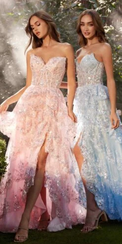 Andrea & Leo A1305 Long Strapless Tiered Ruffled A-Line Dress(Andrea Leo A1305 Long Strapless Tiered Ruffled A Line Dress) 6 Andrea & Leo A1305 Long Strapless Tiered Ruffled A-Line Dress(Andrea Leo A1305 Long Strapless Tiered Ruffled A Line Dress) -Discount Dress Shops A1305 pink LTblue 3