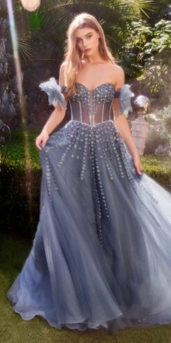 Andrea & Leo A1338 Long Strapless Beaded Gown With Bow Arm Bands(Andrea Leo A1338 Long Strapless Beaded Gown With Bow Arm Bands) 16 Andrea & Leo A1338 Long Strapless Beaded Gown With Bow Arm Bands(Andrea Leo A1338 Long Strapless Beaded Gown With Bow Arm Bands) -Discount Dress Shops A1338 midnight blue