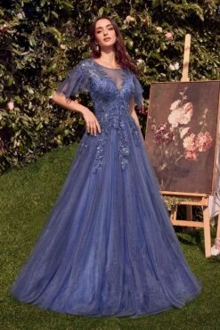 Andrea & Leo A1351 Embellished Lace Layered Tulle Ball Gown(Andrea Leo A1351 Embellished Lace Layered Tulle Ball Gown)