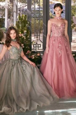 Andrea & Leo A1399 Dress Strapless Lace Ball Gown & Choker(Andrea Leo A1399 Dress Strapless Lace Ball Gown Choker)