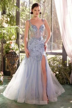 Andrea & Leo A1429 Dress Sequin Lace Applique Mermaid Gown(Andrea Leo A1429 Dress Sequin Lace Applique Mermaid Gown)