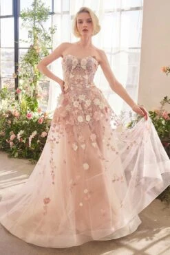 Andrea & Leo A1453 Dress Spring Floral Applique A-Line Gown(Andrea Leo A1453 Dress Spring Floral Applique A Line Gown)