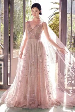 Andrea & Leo A1459 Dress Sun Moon And The Stars Embroidery Gown(Andrea Leo A1459 Dress Sun Moon And The Stars Embroidery Gown) -Discount Dress Shops A1459 NUDE 1