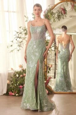Andrea & Leo A1470 Dress Crystal Neckline Beaded Gown(Andrea Leo A1470 Dress Crystal Neckline Beaded Gown) 9 Andrea & Leo A1470 Dress Crystal Neckline Beaded Gown(Andrea Leo A1470 Dress Crystal Neckline Beaded Gown) -Discount Dress Shops A1470 SAGE front
