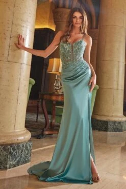 Nox Anabel A1585 Sleeveless Floral Applique Satin Dress With Slit(Nox Anabel A1585 Sleeveless Floral Applique Satin Dress With Slit) 19 Nox Anabel A1585 Sleeveless Floral Applique Satin Dress With Slit(Nox Anabel A1585 Sleeveless Floral Applique Satin Dress With Slit) -Discount Dress Shops A1585SAGEGREEN 10