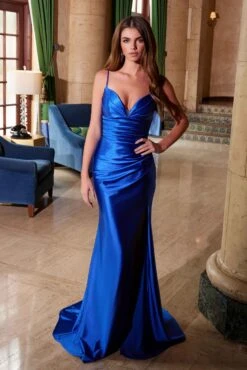 Nox Anabel A1588 Sleeveless Satin Sweetheart Neckline Dress With Slit(Nox Anabel A1588 Sleeveless Satin Sweetheart Neckline Dress With Slit) -Discount Dress Shops A1588ROYALBLUE 1