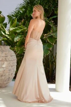 Nox Anabel A1596 Strapless Beaded Dress With Slit(Nox Anabel A1596 Strapless Beaded Dress With Slit) -Discount Dress Shops A1596GOLD 6