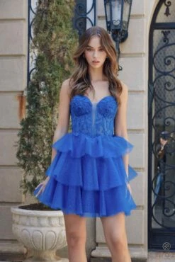 Nox Anabel A824 Short Tulle Homecoming Gown(Nox Anabel A824 Short Tulle Homecoming Gown)