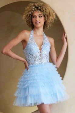 Amelia Couture BZ9040s Short Halter Ruffled Tiered A-Line Skirt Dress(Amelia Couture Bz9040s Short Halter Ruffled Tiered A Line Skirt Dress) 13 Amelia Couture BZ9040s Short Halter Ruffled Tiered A-Line Skirt Dress(Amelia Couture Bz9040s Short Halter Ruffled Tiered A Line Skirt Dress) -Discount Dress Shops BZ9040SBabyBlue 1