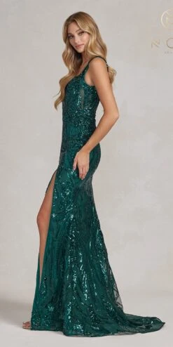 Nox Anabel C1103 Long Fitted Formal Gown With Slit(Nox Anabel C1103 Long Fitted Formal Gown With Slit) -Discount Dress Shops C1103 EMERALD 3