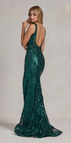 Nox Anabel C1103 Long Fitted Formal Gown With Slit(Nox Anabel C1103 Long Fitted Formal Gown With Slit) -Discount Dress Shops C1103 EMERALD 4