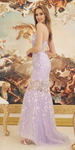 Nox Anabel C1195 Floor Length Fitted Sleeveless Floral Applique Gown(Nox Anabel C1195 Floor Length Fitted Sleeveless Floral Applique Gown) -Discount Dress Shops C1195 LILAC 2