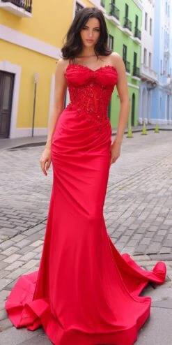 Nox Anabel C1345 Long Strapless Sweetheart Corset Bodice Mermaid Gown(Nox Anabel C1345 Long Strapless Sweetheart Corset Bodice Mermaid Gown)