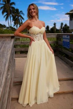 Nox Anabel C1617 Strapless Applique Corset With Chiffon Skirt Dress(Nox Anabel C1617 Strapless Applique Corset With Chiffon Skirt Dress)