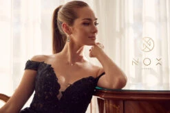 Nox Anabel C439 Off The Shoulder Boho Inspired Lace Mermaid Gown(Off The Shoulder Boho Inspired Red Lace Mermaid Gown) -Discount Dress Shops C439 BLACK 23