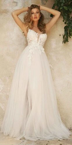 Cinderella Divine CB072W Layered A-Line Tulle Bridal Gown Embroidered Bodice(Cinderella Divine Cb072w Layered A Line Tulle Bridal Gown Embroidered Bodice) -Discount Dress Shops CB072W cinderella divine off white