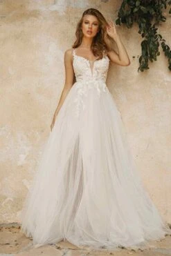 Cinderella Divine CB072W Layered A-Line Tulle Bridal Gown Embroidered Bodice(Cinderella Divine Cb072w Layered A Line Tulle Bridal Gown Embroidered Bodice) -Discount Dress Shops CB072W cinderella divine off white full