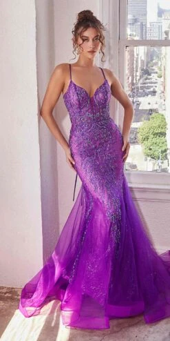 Ladivine CC2253 Long Glitter Latice Motif Tulle Fitted Mermaid Gown(Ladivine Cc2253 Long Glitter Latice Motif Tulle Fitted Mermaid Gown) -Discount Dress Shops CC2253 novapurple
