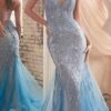 Ladivine CC2253 Long Glitter Latice Motif Tulle Fitted Mermaid Gown(Ladivine Cc2253 Long Glitter Latice Motif Tulle Fitted Mermaid Gown)