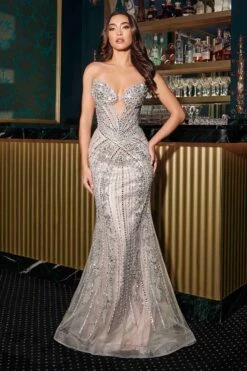 Ladivine CC2421 Strapless Fitted Mermaid Gown Embellished(Ladivine Cc2421 Strapless Fitted Mermaid Gown Embellished)
