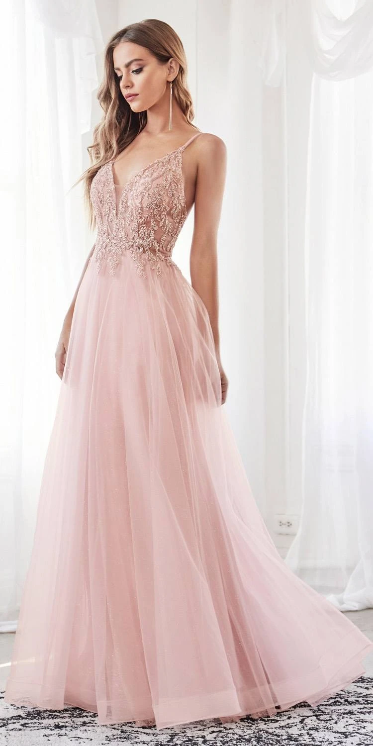 Cinderella Divine CD0154 Long Dress Beaded Applique Bodice Layered Tulle Skirt(Long A Line Dress Smokey Blue Beaded Applique Bodice Layered Tulle Skirt) 10 Cinderella Divine CD0154 Long Dress Beaded Applique Bodice Layered Tulle Skirt(Long A Line Dress Smokey Blue Beaded Applique Bodice Layered Tulle Skirt) - Image 10