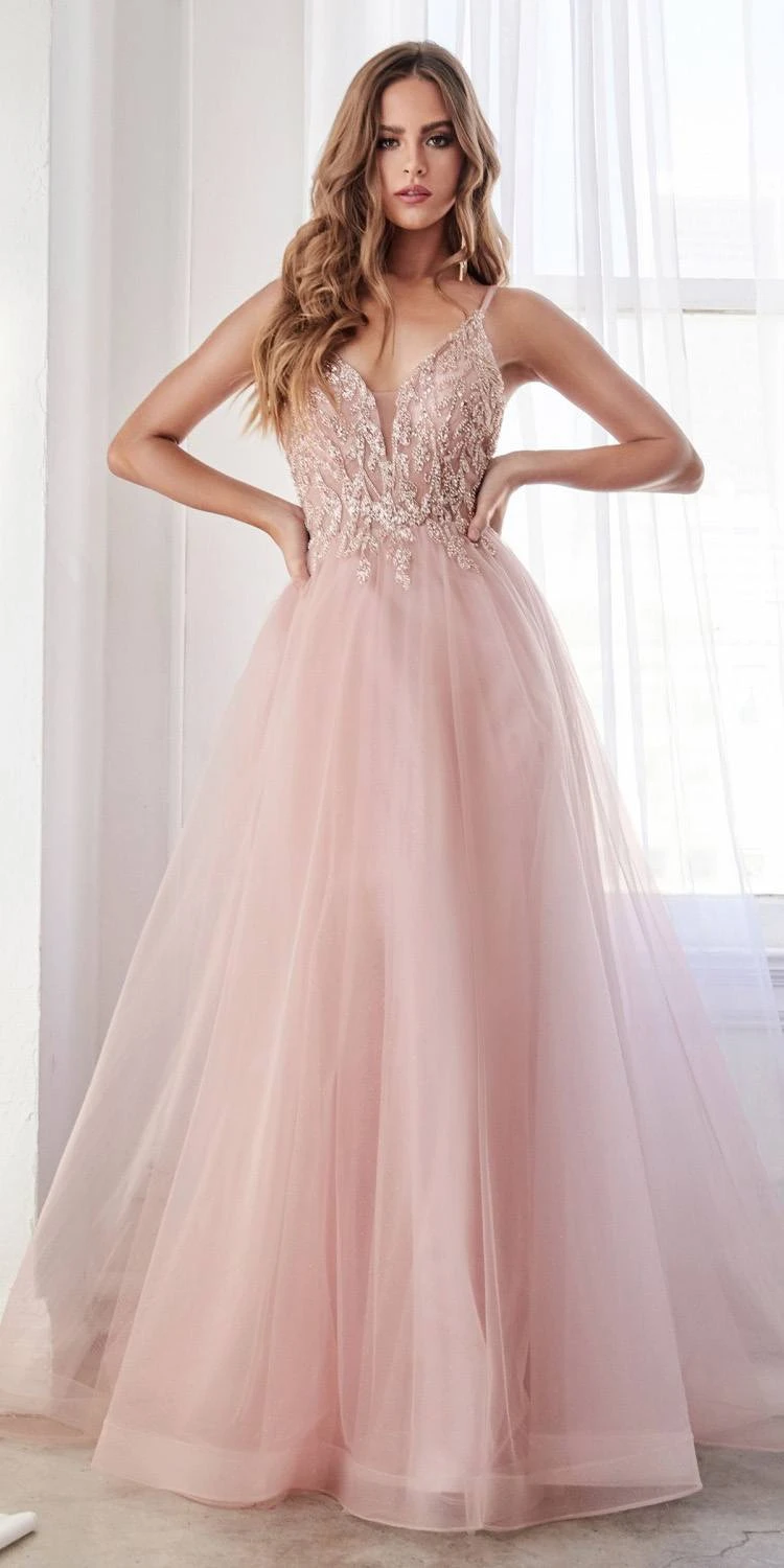 Cinderella Divine CD0154 Long Dress Beaded Applique Bodice Layered Tulle Skirt(Long A Line Dress Smokey Blue Beaded Applique Bodice Layered Tulle Skirt) 9 Cinderella Divine CD0154 Long Dress Beaded Applique Bodice Layered Tulle Skirt(Long A Line Dress Smokey Blue Beaded Applique Bodice Layered Tulle Skirt) - Image 9