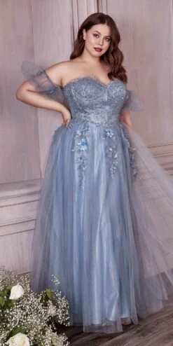 Cinderella Divine CD0191 Strapless Layered Tulle Gown(Cinderella Divine Cd0191 Strapless Layered Tulle Gown) -Discount Dress Shops CD0191C smokyblue