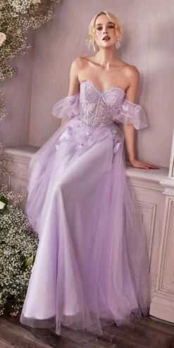 Cinderella Divine CD0191 Strapless Layered Tulle Gown(Cinderella Divine Cd0191 Strapless Layered Tulle Gown) -Discount Dress Shops CD0191 lavender