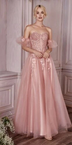 Cinderella Divine CD0191 Strapless Layered Tulle Gown(Cinderella Divine Cd0191 Strapless Layered Tulle Gown) -Discount Dress Shops CD0191 rosegold