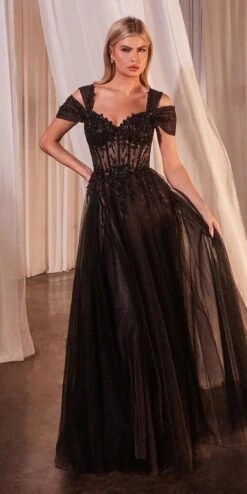 Ladivine CD0237 Long Black Off The Shouler Ball Gown(Ladivine Cd0237 Long Black Off The Shouler Ball Gown) -Discount Dress Shops CD0237 BLACKNUDE