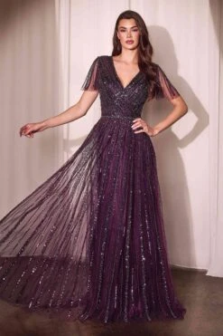 Ladivine CD0241 Dress Sequin Embellished A-Line Gown(Ladivine Cd0241 Dress Sequin Embellished A Line Gown)