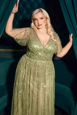 Ladivine CD0241 Dress Sequin Embellished A-Line Gown(Ladivine Cd0241 Dress Sequin Embellished A Line Gown) -Discount Dress Shops CD0241 GREENERY
