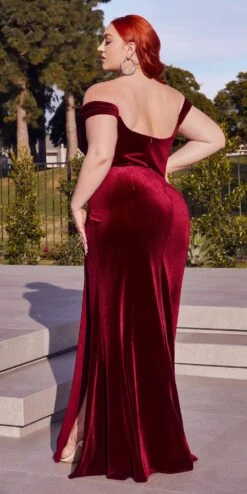 Ladivine CD236 Long Off The Shoulder Corset Gown(Ladivine Cd236 Long Off The Shoulder Corset Gown) -Discount Dress Shops CD236C BURGUNDY 2
