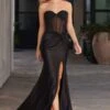 Ladivine CD2408 Dress Strapless Fitted Satin & Hot Stone Dress(Ladivine Cd2408 Dress Strapless Fitted Satin Hot Stone Dress)