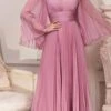 Cinderella Divine CD242 Pleated Chiffon Long Sleeve Gown(Pleated Chiffon Long Sleeve Gown By Cinderella Divine Cd242)