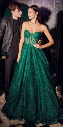 Ladivine CD275 Floor Length Strapless Glitter A-Line Corset Ball Gown(Ladivine Cd275 Floor Length Strapless Glitter A Line Corset Ball Gown) 12 Ladivine CD275 Floor Length Strapless Glitter A-Line Corset Ball Gown(Ladivine Cd275 Floor Length Strapless Glitter A Line Corset Ball Gown) -Discount Dress Shops CD275 emerald