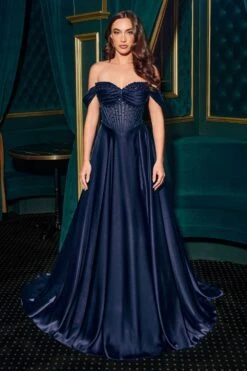 Ladivine CD297 Dress Strapless Beaded Satin A-Line Prom Gown(Ladivine Cd297 Dress Strapless Beaded Satin A Line Prom Gown) -Discount Dress Shops CD297 NAVY FRONT 8008351a 0bd5 4983 975d 0d5449ecb012