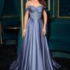 Ladivine CD297 Dress Strapless Beaded Satin A-Line Prom Gown(Ladivine Cd297 Dress Strapless Beaded Satin A Line Prom Gown)