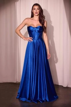 Ladivine CD378 Dress Strapless Satin A-Line Gown(Ladivine Cd378 Dress Strapless Satin A Line Gown) -Discount Dress Shops CD378 LADIVINE ROYAL