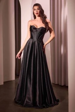 Ladivine CD378 Dress Strapless Satin A-Line Gown(Ladivine Cd378 Dress Strapless Satin A Line Gown)