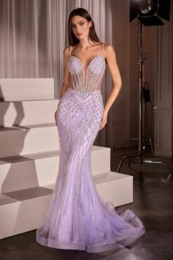 Ladivine CD759 Embellished Fit & Flare Prom Dress(Ladivine Cd759 Embellished Fit Flare Prom Dress) -Discount Dress Shops CD759 LAVENDER FRONT