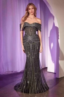 Ladivine CD785 Dress Strapless Crystal Embellished Fitted Gown(Ladivine Cd785 Dress Strapless Crystal Embellished Fitted Gown)