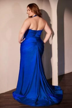 Ladivine CD796C Dress Stretch Satin Halter Fitted Curve Gown(Ladivine Cd796c Dress Stretch Satin Halter Fitted Curve Gown) -Discount Dress Shops CD796C LADIVINE ROYAL