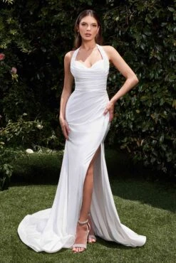 Ladivine CD796W Dress Stretch Spandex Fitted Halter Bridal Gown(Ladivine Cd796w Dress Stretch Spandex Fitted Halter Bridal Gown)