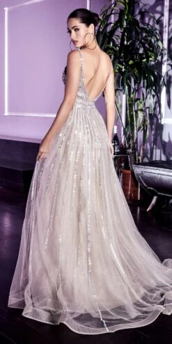 Cinderella Divine CD940 Stunning A-Line Ball Gown Glitter Tulle Long V-back(Stunning Platinum A Line Ball Gown Glitter Tulle Long V Back) -Discount Dress Shops CD940 2