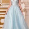 Cinderella Divine CD940 Stunning A-Line Ball Gown Glitter Tulle Long V-back(Stunning Platinum A Line Ball Gown Glitter Tulle Long V Back)